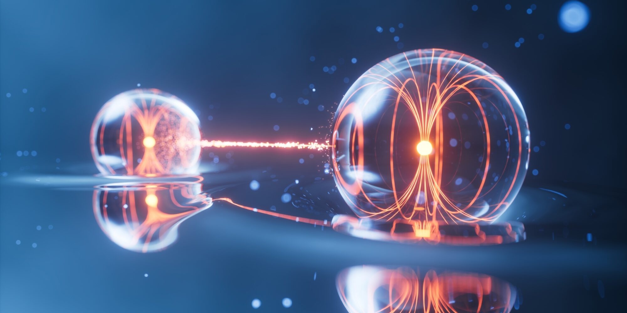 Physics quantum and quantum entanglement, 3d rendering. 3D illustration.