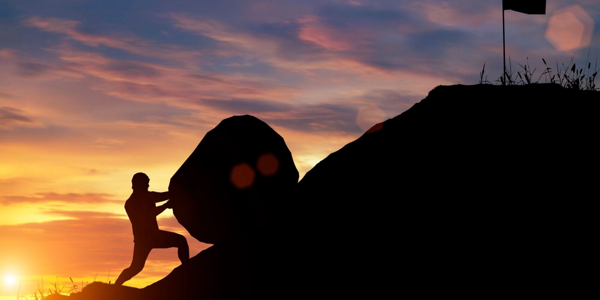 silhouette of businessmen face tolerance for work to succeed.